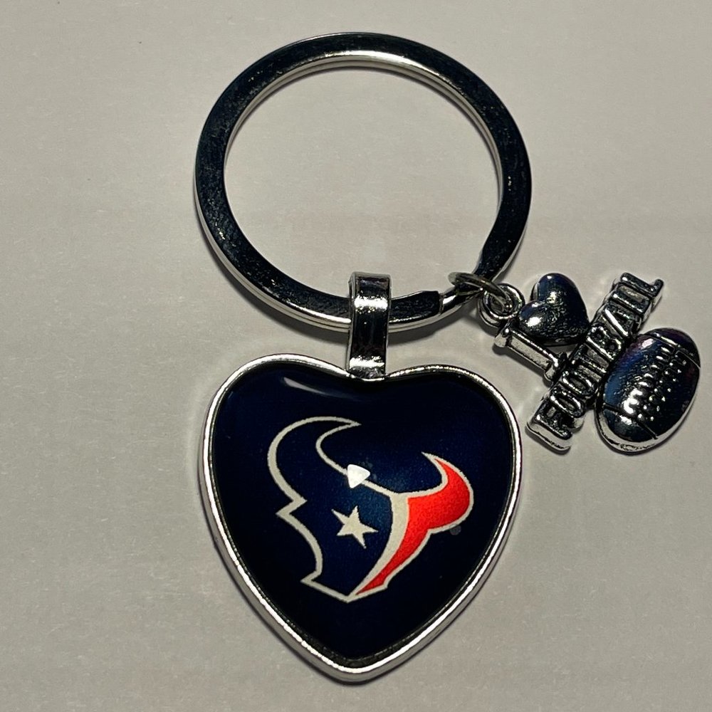 HOUSTON TEXANS NFL I Love Football Heart Key Ring !!!NEW!!!